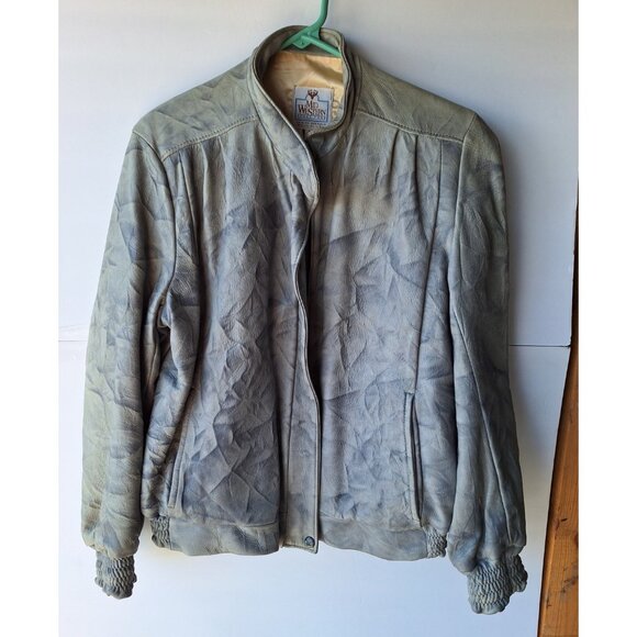 MIDWESTERN SPORT TOGS Jackets & Blazers - Women's Vintage Deer Skin Leather Jacket Greenish Sport Togs Size 36 / 12